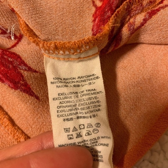 Free People Aloha State of Mind Patchwork Top Flower Detail Drapey Orange Yellow - Picture 12 of 14